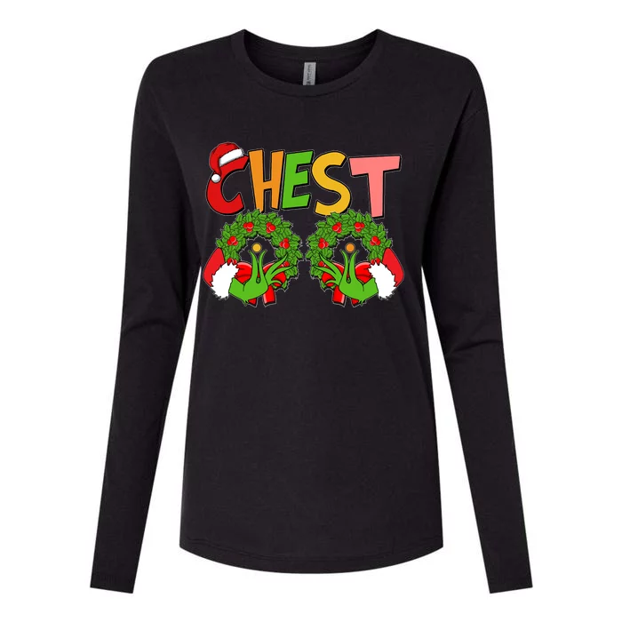 Funny Christmas Chest Matching Couple Womens Cotton Relaxed Long Sleeve T-Shirt