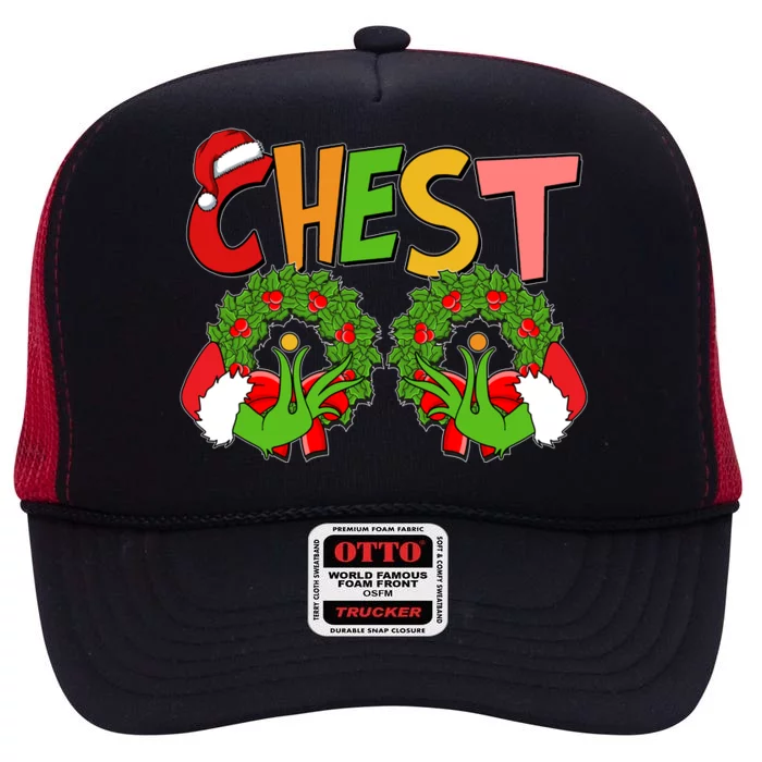 Funny Christmas Chest Matching Couple High Crown Mesh Trucker Hat