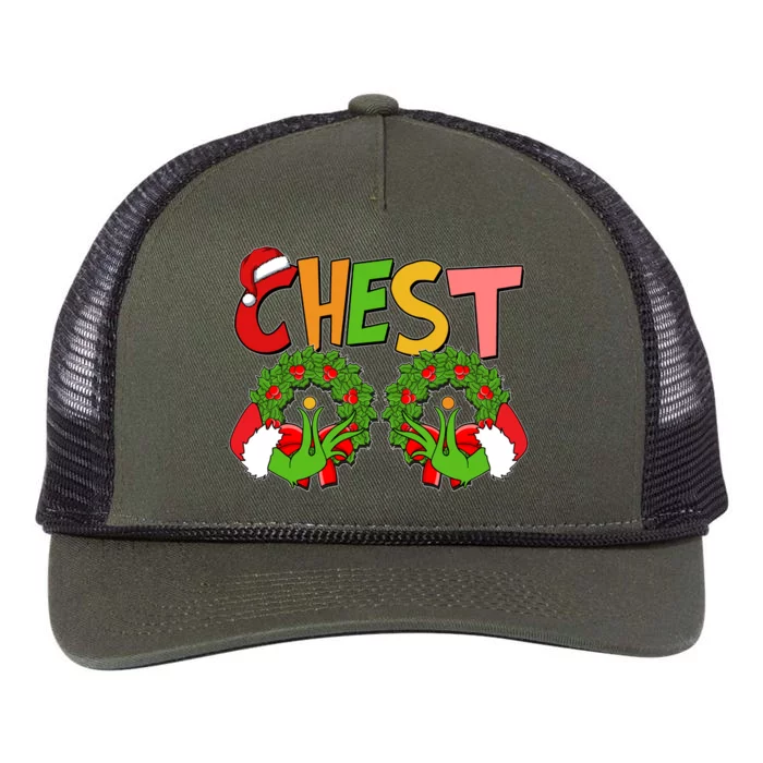 Funny Christmas Chest Matching Couple Retro Rope Trucker Hat Cap