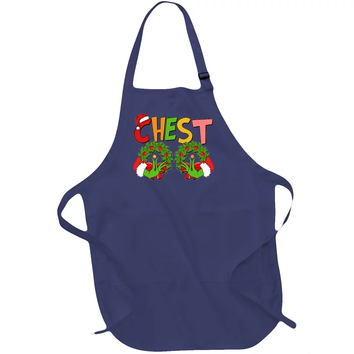 Funny Christmas Chest Matching Couple Full-Length Apron With Pocket