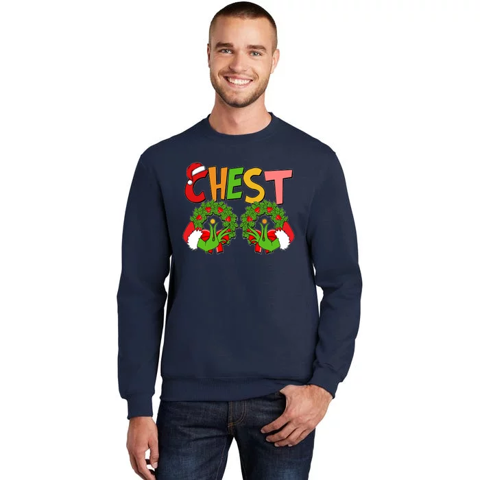 Funny Christmas Chest Matching Couple Tall Sweatshirt