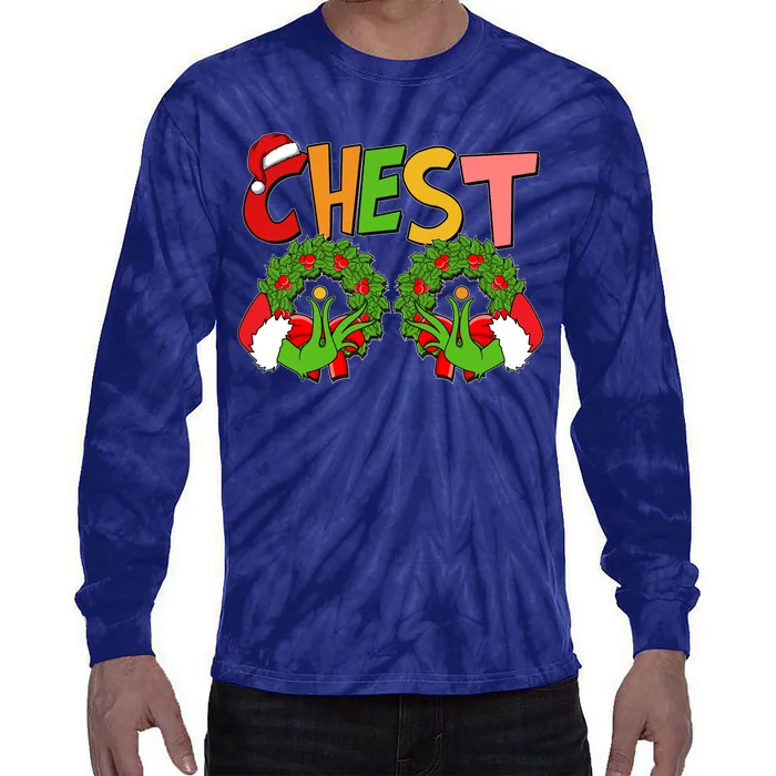 Funny Christmas Chest Matching Couple Tie-Dye Long Sleeve Shirt