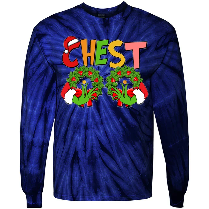 Funny Christmas Chest Matching Couple Tie-Dye Long Sleeve Shirt