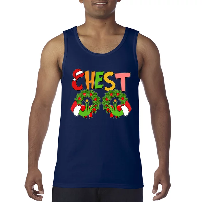 Funny Christmas Chest Matching Couple Tank Top