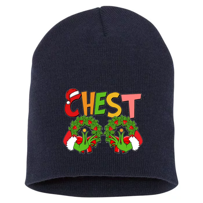 Funny Christmas Chest Matching Couple Short Acrylic Beanie