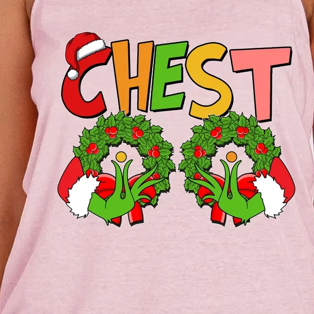 Funny Christmas Chest Matching Couple Women's Knotted Racerback Tank