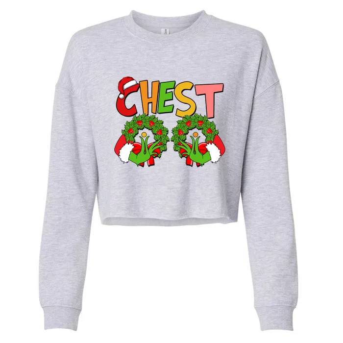 Funny Christmas Chest Matching Couple Cropped Pullover Crew