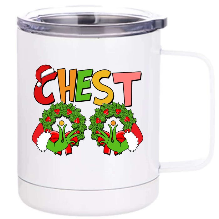 Funny Christmas Chest Matching Couple Front & Back 12oz Stainless Steel Tumbler Cup