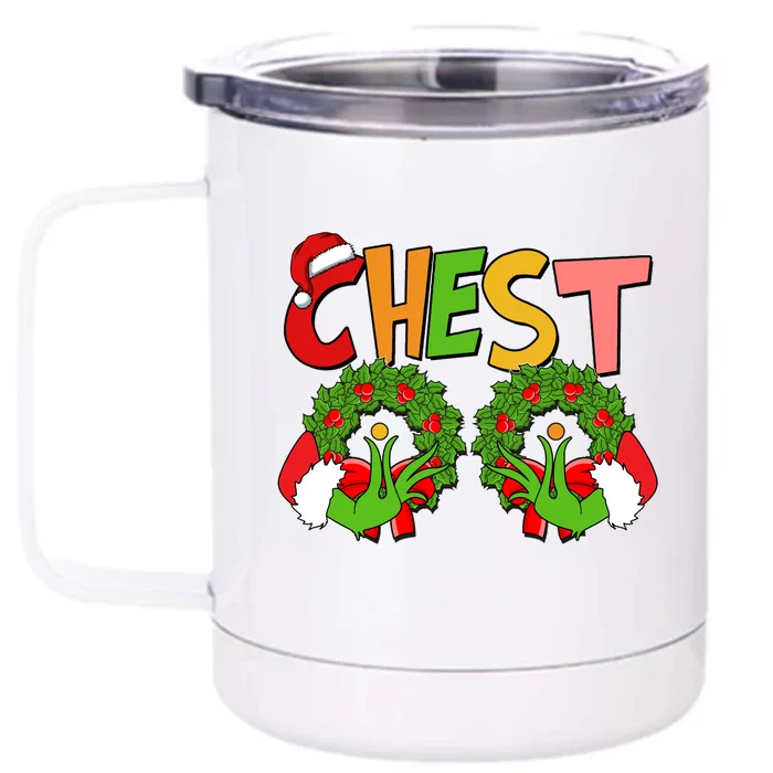 Funny Christmas Chest Matching Couple Front & Back 12oz Stainless Steel Tumbler Cup