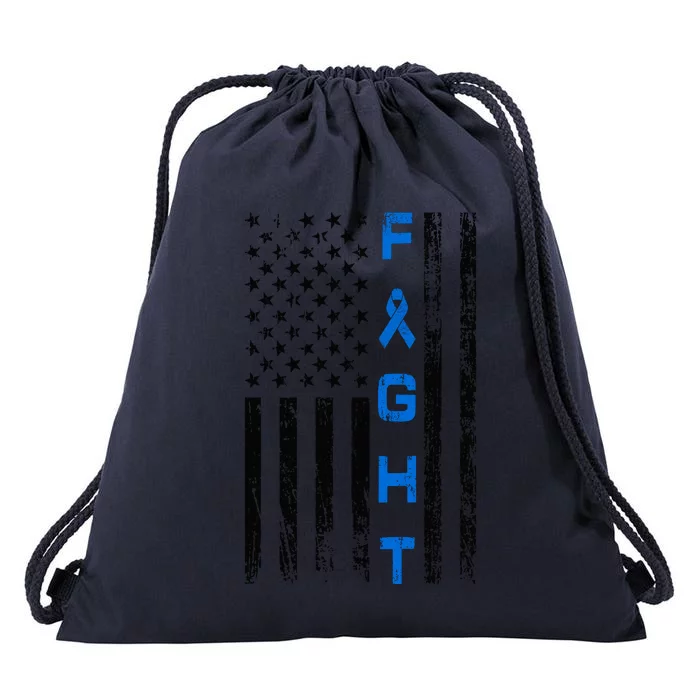 Fight Colon Cancer Awareness Drawstring Bag