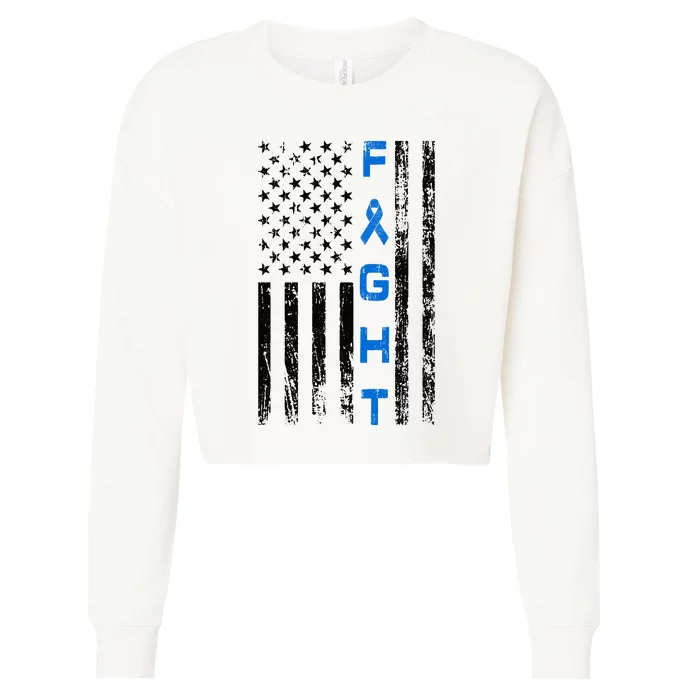 Fight Colon Cancer Awareness Cropped Pullover Crew