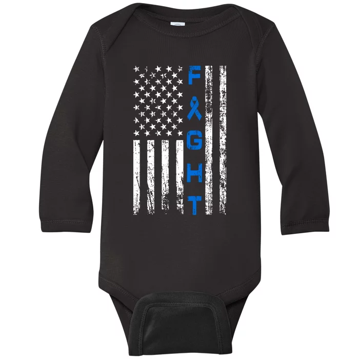 Fight Colon Cancer Awareness Baby Long Sleeve Bodysuit