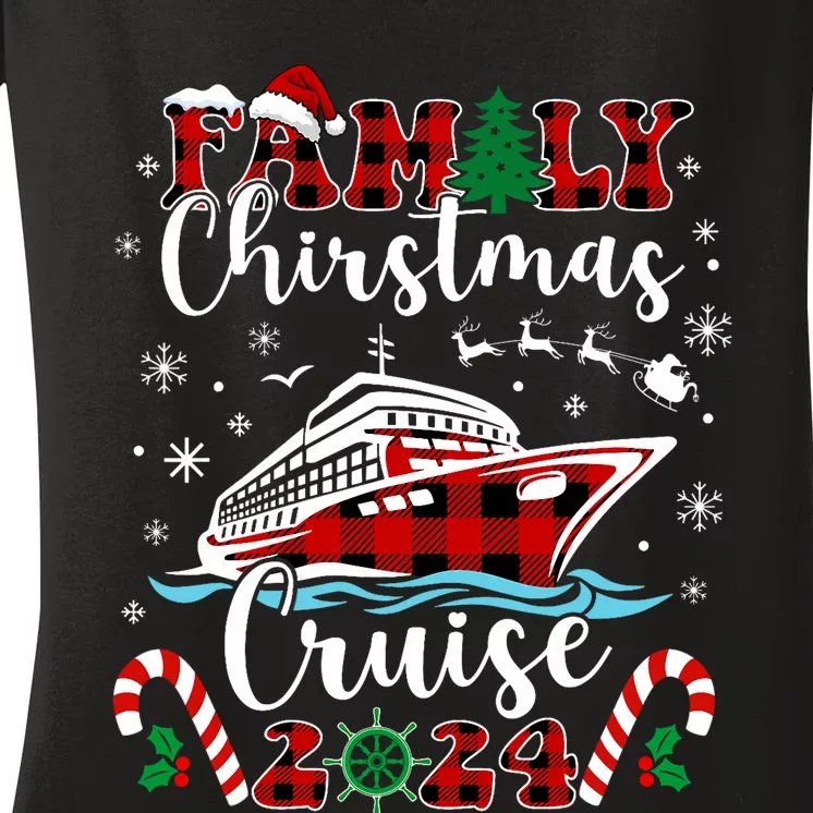 Family Christmas Cruise 2024 Matching Family Cruise Holiday Women's V-Neck T-Shirt