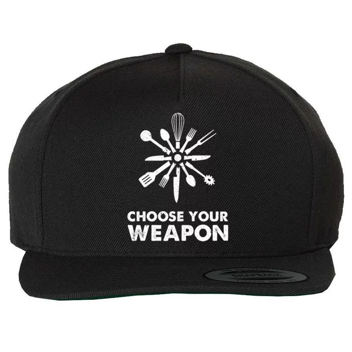 Funny Cooking Choose Your Weapon Kitchen Utensils Gift Wool Snapback Cap