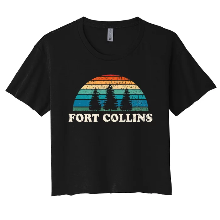 Fort Collins Co 70s Retro Throwback Design Women's Crop Top Tee