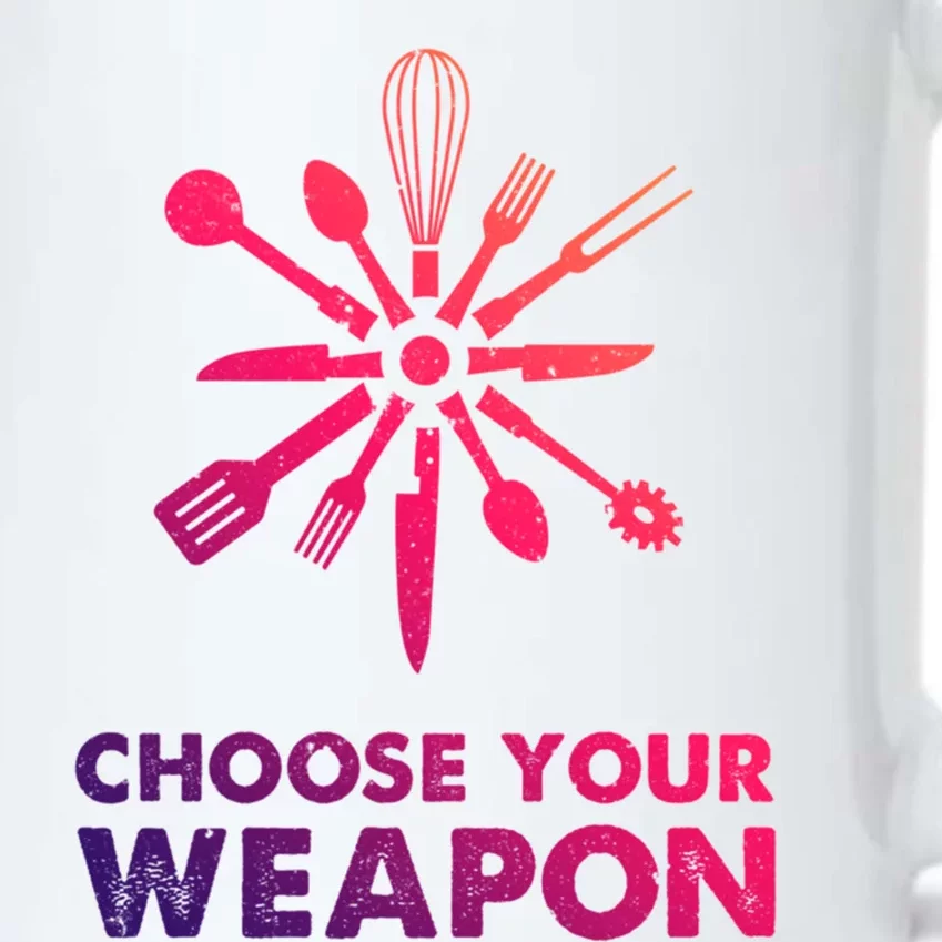 Funny Cooking Choose Your Weapon Kitchen Utensils Cool Gift Black Color Changing Mug