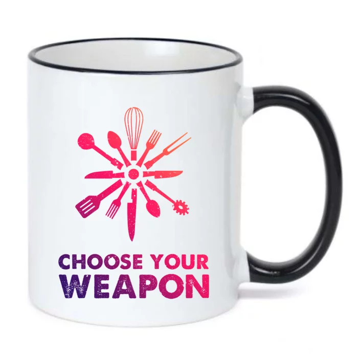 Funny Cooking Choose Your Weapon Kitchen Utensils Cool Gift Black Color Changing Mug