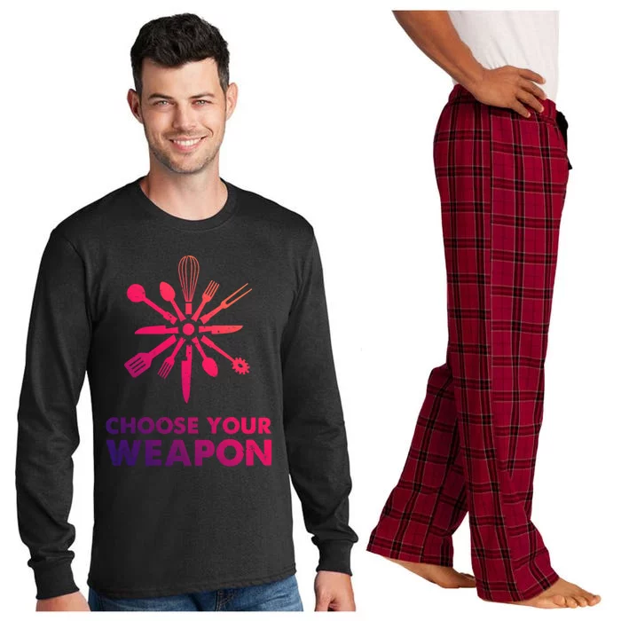 Funny Cooking Choose Your Weapon Kitchen Utensils Cool Gift Long Sleeve Pajama Set