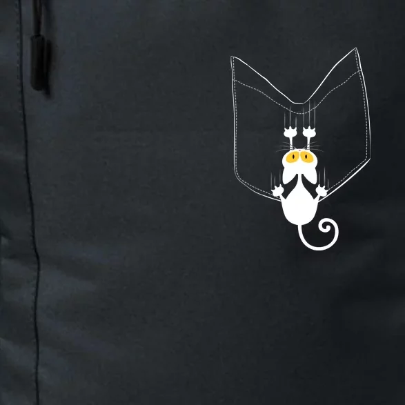 Funny Cute Cat Hanging From Pocket Daily Commute Backpack