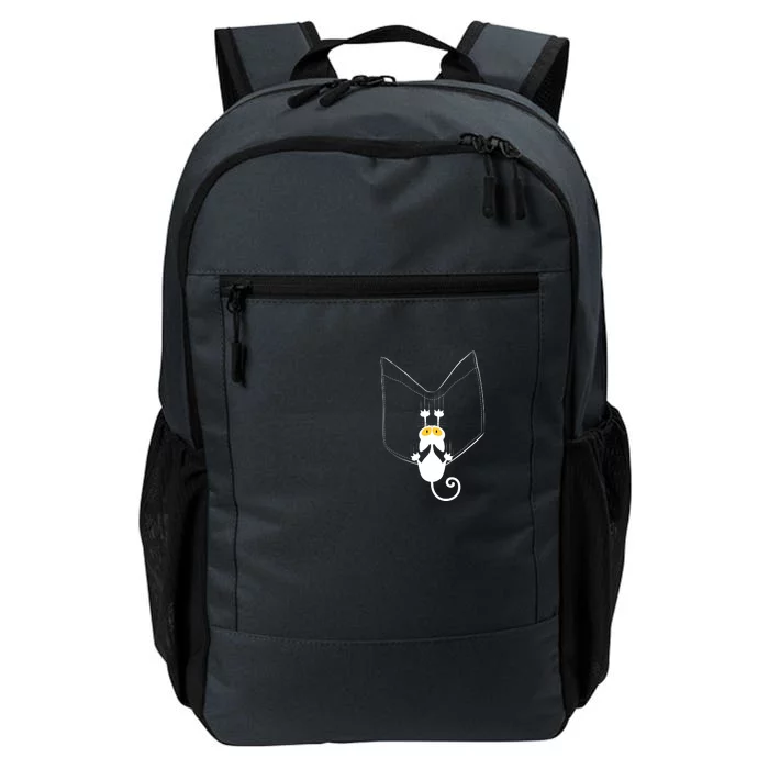 Funny Cute Cat Hanging From Pocket Daily Commute Backpack