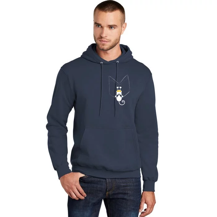 Funny Cute Cat Hanging From Pocket Tall Hoodie