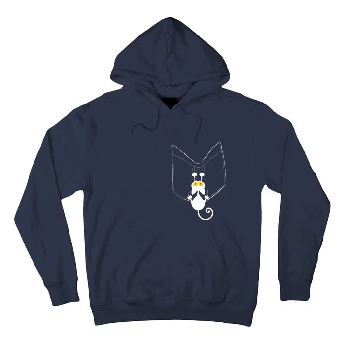 Funny Cute Cat Hanging From Pocket Tall Hoodie