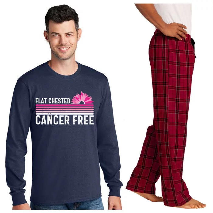 Flat Chested Cancer Free Sunflower Breast Cancer Long Sleeve Pajama Set