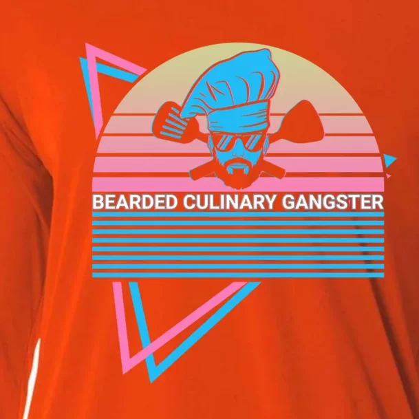 Funny Chef Cooking Retro Bearded Culinary Gangster Cute Gift Cooling Performance Long Sleeve Crew