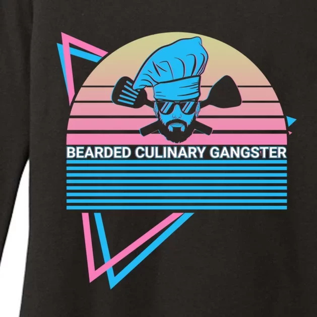 Funny Chef Cooking Retro Bearded Culinary Gangster Cute Gift Womens CVC Long Sleeve Shirt