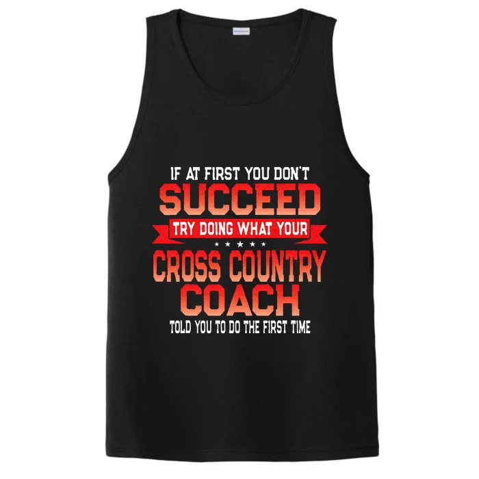 Fun Cross Country Coach Gift Funny Running Coaches Quote Performance Tank