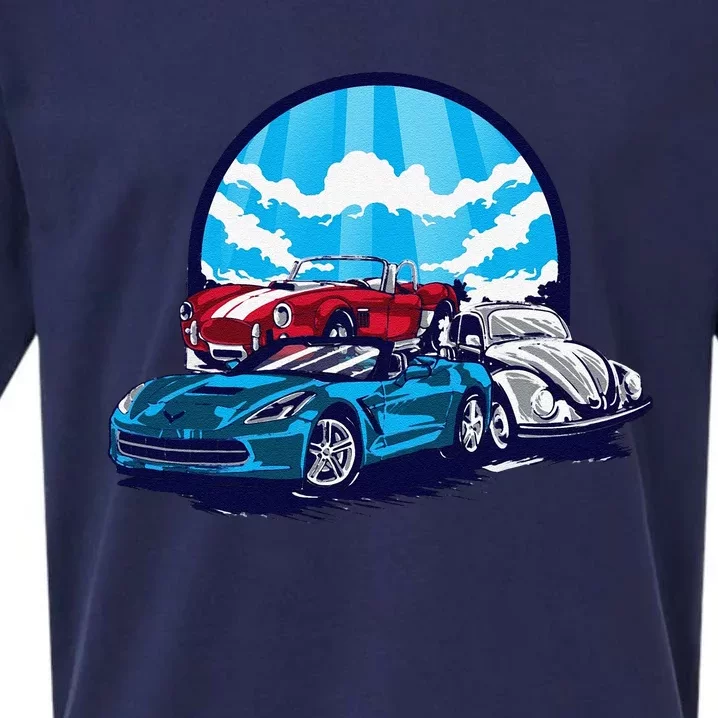 Funny Classic Cars Gift For Dad Sueded Cloud Jersey T-Shirt