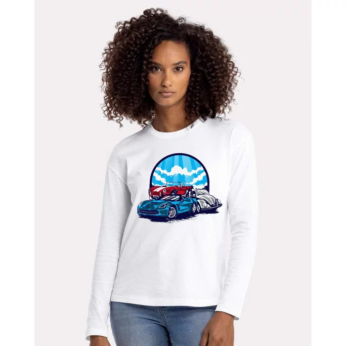 Funny Classic Cars Gift For Dad Womens Cotton Relaxed Long Sleeve T-Shirt