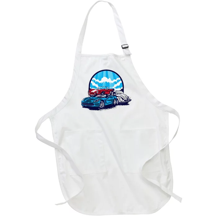 Funny Classic Cars Gift For Dad Full-Length Apron With Pocket