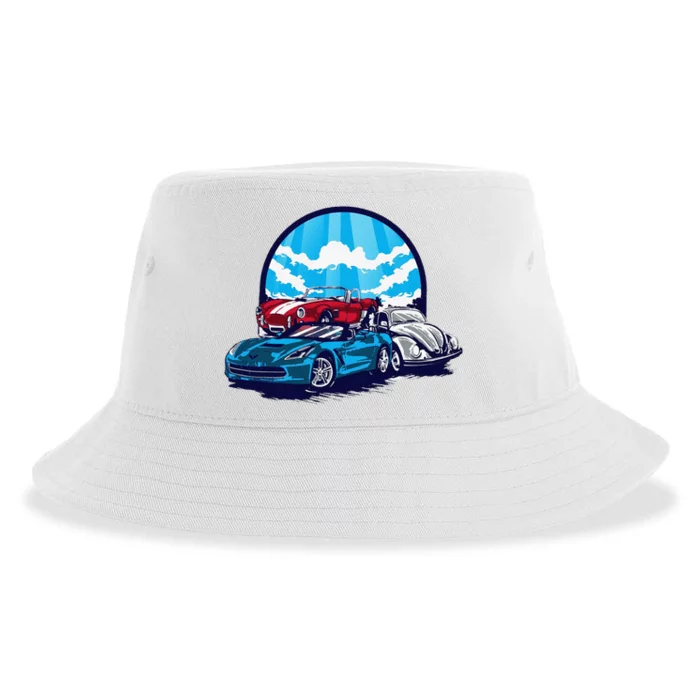 Funny Classic Cars Gift For Dad Sustainable Bucket Hat