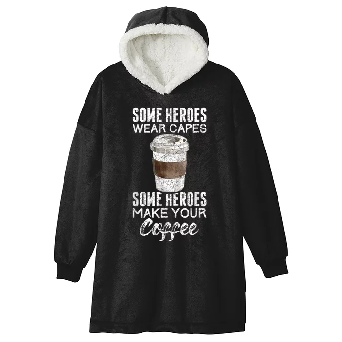 Funny Coffeemaker Coffee Lover Gift Idea Barista Hooded Wearable Blanket