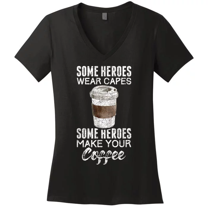 Funny Coffeemaker Coffee Lover Gift Idea Barista Women's V-Neck T-Shirt