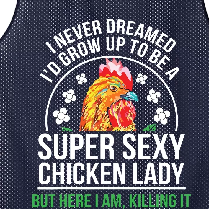 Funny Crazy Chicken Farmer Lady Women Mesh Reversible Basketball Jersey Tank