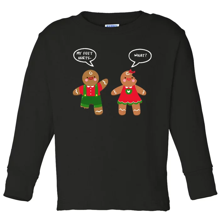 Funny Crude Christmas Humor Gingerbread Puns Slapstick Xmas Toddler Long Sleeve Shirt