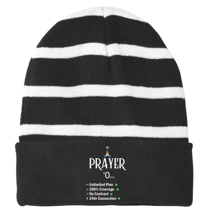 Funny Christian Catholic Prayer About Jesus Striped Beanie with Solid Band