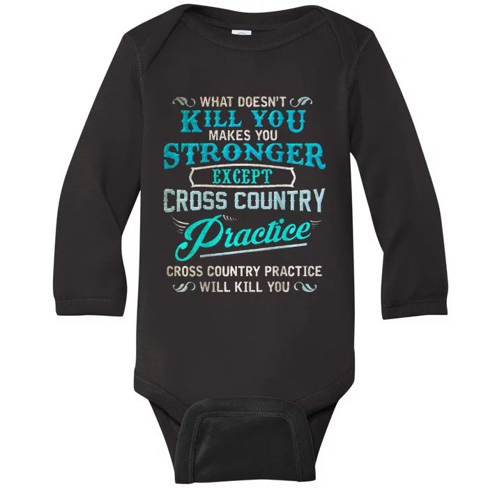 Funny Cross Country Runner Gift For Running Coach Baby Long Sleeve Bodysuit