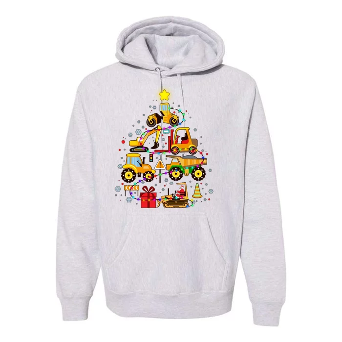 Funny Christmas Construction Vehicles Tree Premium Hoodie