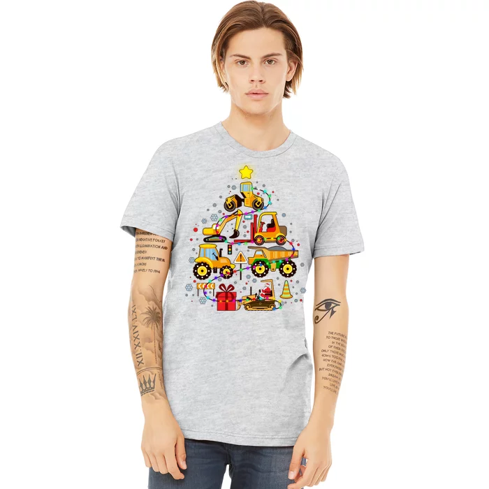 Funny Christmas Construction Vehicles Tree Premium T-Shirt