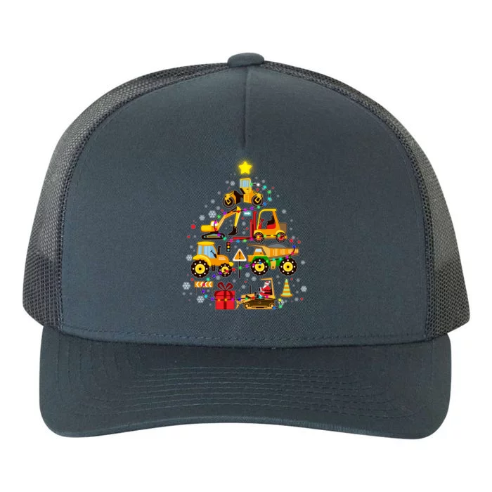 Funny Christmas Construction Vehicles Tree Yupoong Adult 5-Panel Trucker Hat