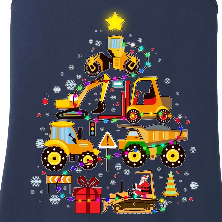 Funny Christmas Construction Vehicles Tree Ladies Essential Tank