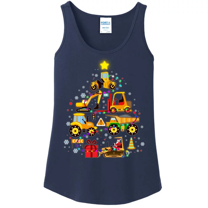 Funny Christmas Construction Vehicles Tree Ladies Essential Tank