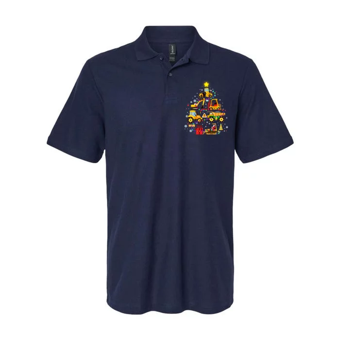 Funny Christmas Construction Vehicles Tree Softstyle Adult Sport Polo