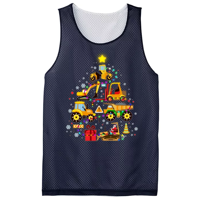 Funny Christmas Construction Vehicles Tree Mesh Reversible Basketball Jersey Tank