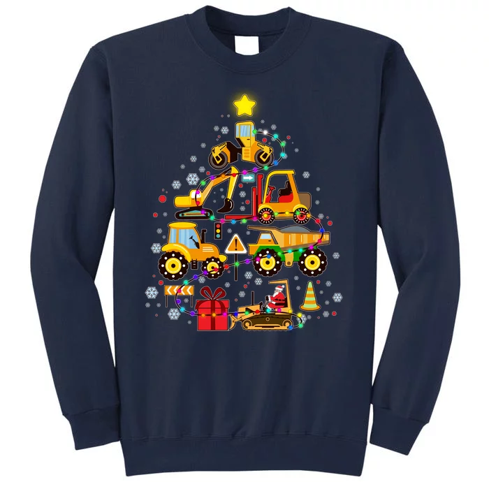 Funny Christmas Construction Vehicles Tree Tall Sweatshirt