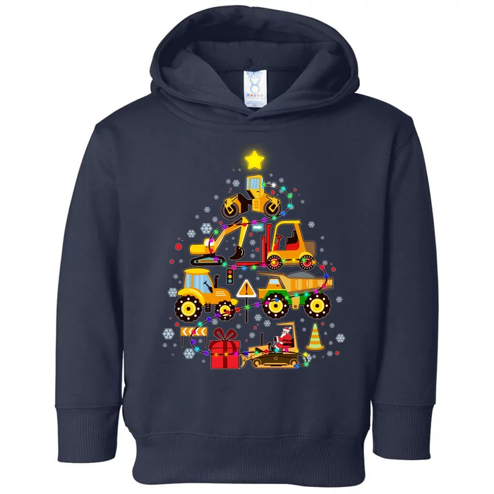 Funny Christmas Construction Vehicles Tree Toddler Hoodie