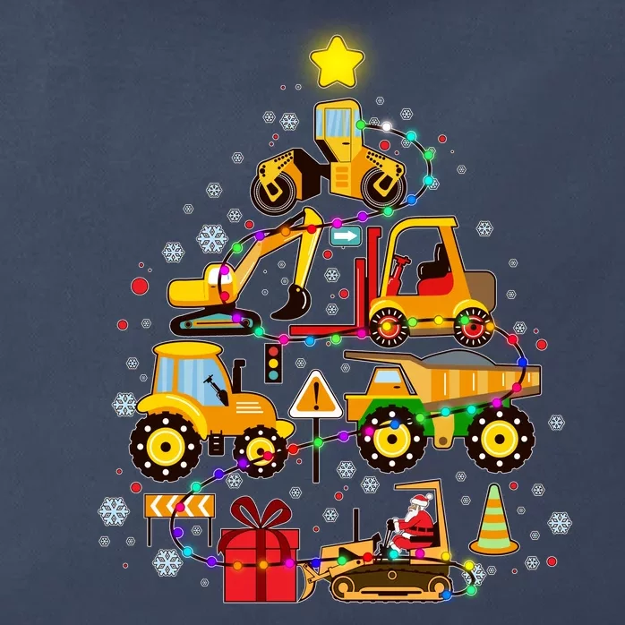 Funny Christmas Construction Vehicles Tree Zip Tote Bag